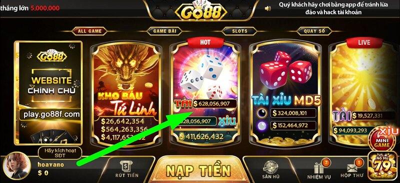 Cách thức tham gia Tài xỉu tại cổng game Go88